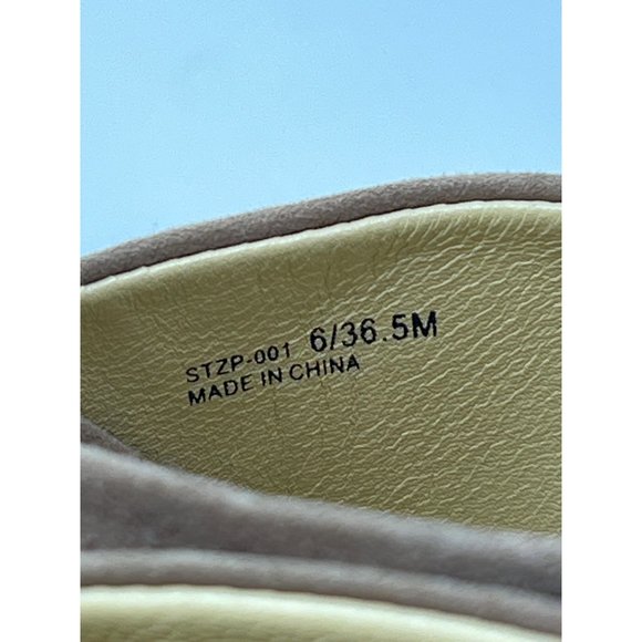 42 Gold Saldana Kid Suede Sandal Womens 6 Open Toe Criss Cross Strap Tan - Picture 7 of 9